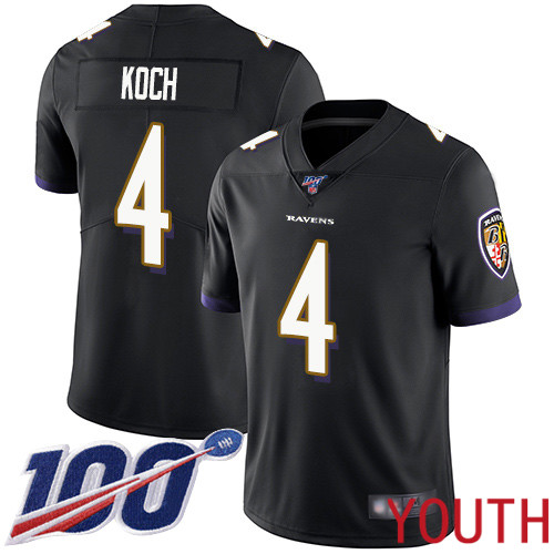 Baltimore Ravens Limited Black Youth Sam Koch Alternate Jersey NFL Football #4 100th Season Vapor Untouchable